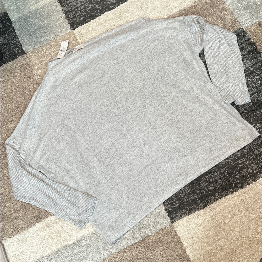 LOFT slouchy off-shoulder soft top, grey, size XL NWT! - Picture 2 of 5
